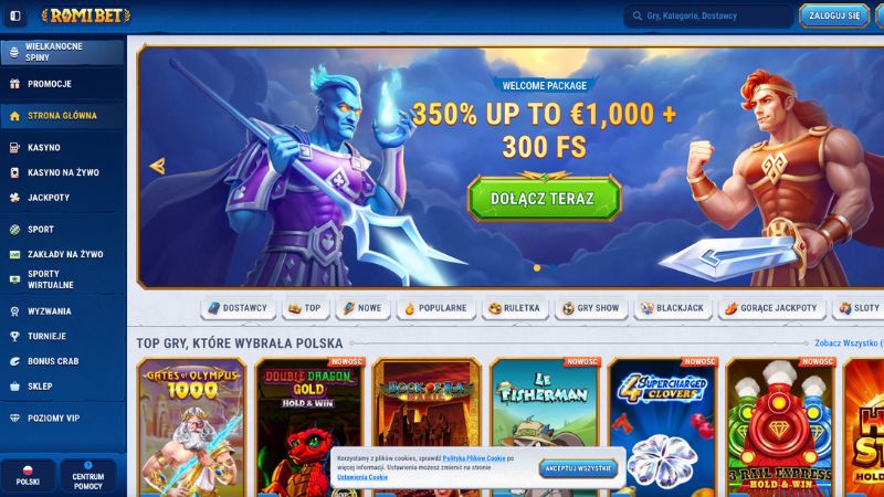 Romibet Casino screenshot strony głównej